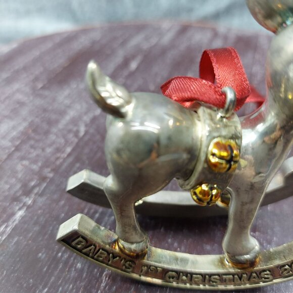 Lenox Babys First Christmas Silver Rocking Horse Ornament 2002 Keepsake - Picture 2 of 16